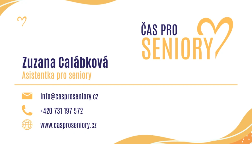 Vizitka: Zuzana Calábková, asistentka pro seniory, info@casproseniory.cz, +420 731 197 572, www.casproseniory.cz