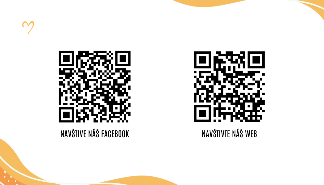 Zadní strana vizitky s QR kódy na Facebook a web Času pro seniory